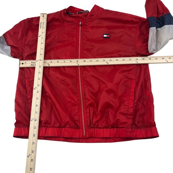 Tommy Hilfiger Sport Red Windbreaker Jacket Women's Size Large Lightweight - Picture 2 of 5